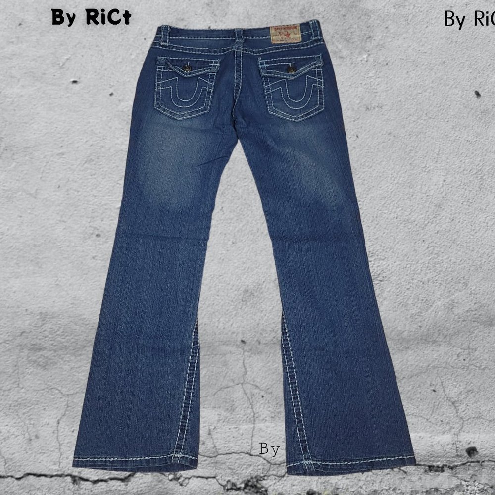 True Religion Johnny Super T Women's Jeans Size 31x30 Low Rise Stretch Zip USA